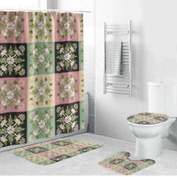 Seamless Pattern Maile and Pikake Lei Bathroom Set Squares Maile Leaf LT9 Bathroom Set (4 pcs) Green - Polynesian Pride