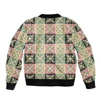 Seamless Pattern Maile and Pikake Lei Bomber Jacket Squares Maile Leaf - Polynesian Pride