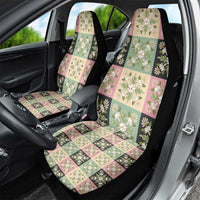 Seamless Pattern Maile and Pikake Lei Car Seat Cover Squares Maile Leaf - Polynesian Pride
