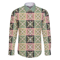 Seamless Pattern Maile and Pikake Lei Family Matching Puletasi and Hawaiian Shirt Squares Maile Leaf - Polynesian Pride