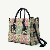 Seamless Pattern Maile and Pikake Lei Leather Bag Squares Maile Leaf LT9 Green - Polynesian Pride