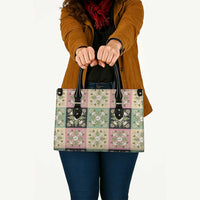 Seamless Pattern Maile and Pikake Lei Leather Bag Squares Maile Leaf LT9 - Polynesian Pride