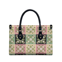 Seamless Pattern Maile and Pikake Lei Leather Bag Squares Maile Leaf LT9 - Polynesian Pride