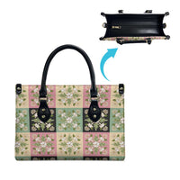 Seamless Pattern Maile and Pikake Lei Leather Bag Squares Maile Leaf LT9 - Polynesian Pride