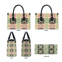 Seamless Pattern Maile and Pikake Lei Leather Bag Squares Maile Leaf LT9 - Polynesian Pride