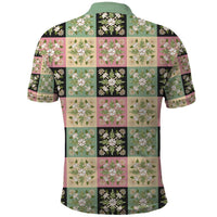 Seamless Pattern Maile and Pikake Lei Polo Shirt Squares Maile Leaf LT9 - Polynesian Pride