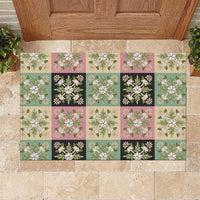 Seamless Pattern Maile and Pikake Lei Rubber Doormat Squares Maile Leaf LT9 Green - Polynesian Pride
