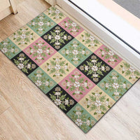 Seamless Pattern Maile and Pikake Lei Rubber Doormat Squares Maile Leaf LT9 - Polynesian Pride