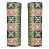 Seamless Pattern Maile and Pikake Lei Skinny Tumbler Squares Maile Leaf - Polynesian Pride