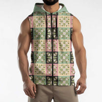 Seamless Pattern Maile and Pikake Lei Sleeveless Zip Hoodie Squares Maile Leaf LT9 - Polynesian Pride