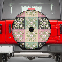 Seamless Pattern Maile and Pikake Lei Spare Tire Cover Squares Maile Leaf - Polynesian Pride