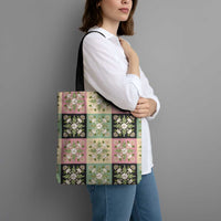 Seamless Pattern Maile and Pikake Lei Tote Bag Squares Maile Leaf LT9 - Polynesian Pride