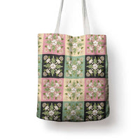 Seamless Pattern Maile and Pikake Lei Tote Bag Squares Maile Leaf LT9 - Polynesian Pride