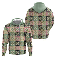 Seamless Pattern Maile and Pikake Lei Zip Hoodie Squares Maile Leaf - Polynesian Pride
