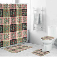 Seamless Pattern Pikake Lei Bathroom Set Floral Squares Pikake LT9 Bathroom Set (4 pcs) Pink - Polynesian Pride