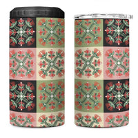 Seamless Pattern Pikake Lei 4 in 1 Can Cooler Tumbler Floral Squares Pikake LT9 One Size: 16 oz Pink - Polynesian Pride