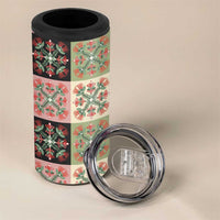 Seamless Pattern Pikake Lei 4 in 1 Can Cooler Tumbler Floral Squares Pikake LT9 - Polynesian Pride
