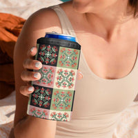Seamless Pattern Pikake Lei 4 in 1 Can Cooler Tumbler Floral Squares Pikake LT9 - Polynesian Pride
