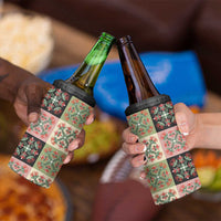 Seamless Pattern Pikake Lei 4 in 1 Can Cooler Tumbler Floral Squares Pikake LT9 - Polynesian Pride