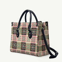 Seamless Pattern Pikake Lei Leather Bag Floral Squares Pikake LT9 Pink - Polynesian Pride