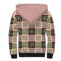Seamless Pattern Pikake Lei Sherpa Hoodie Floral Squares Pikake - Polynesian Pride