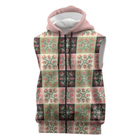 Seamless Pattern Pikake Lei Sleeveless Zip Hoodie Floral Squares Pikake LT9 Pink - Polynesian Pride