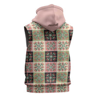 Seamless Pattern Pikake Lei Sleeveless Zip Hoodie Floral Squares Pikake LT9 - Polynesian Pride