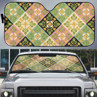 Seamless Pattern Puakenikeni and Kalo Auto Sun Shade LT9 Beige - Polynesian Pride