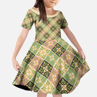 Seamless Pattern Puakenikeni and Kalo Family Matching Puletasi and Hawaiian Shirt - Polynesian Pride