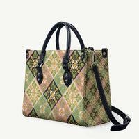 Seamless Pattern Puakenikeni and Kalo Leather Bag LT9 Beige - Polynesian Pride