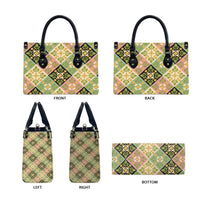 Seamless Pattern Puakenikeni and Kalo Leather Bag LT9 - Polynesian Pride