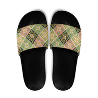 Seamless Pattern Puakenikeni and Kalo Slide Sandals LT9 Beige - Polynesian Pride