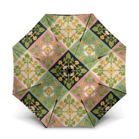 Seamless Pattern Puakenikeni and Kalo Umbrella LT9 One Size Folded 11.42 inch Opened Diameter 37.4 inch Beige - Polynesian Pride