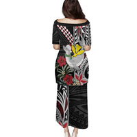 Hawaii Monk Seal Santa Family Matching Puletasi and Hawaiian Shirt Hibiscus Kakau Pattern Mele Kalikimaka