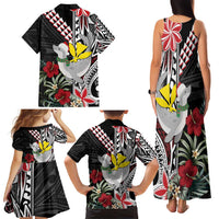 Hawaii Monk Seal Santa Family Matching Tank Maxi Dress and Hawaiian Shirt Hibiscus Kakau Pattern Mele Kalikimaka