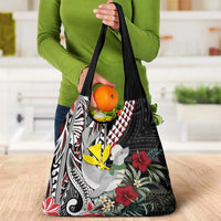 Hawaii Monk Seal Santa Grocery Bag Hibiscus Kakau Pattern Mele Kalikimaka