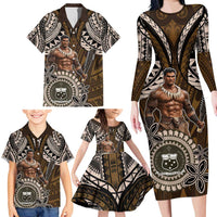 Samoa Warrior Family Matching Long Sleeve Bodycon Dress and Hawaiian Shirt The Mighty Samoan Warrior Spirit