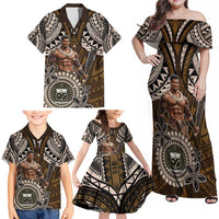 Samoa Warrior Family Matching Off Shoulder Maxi Dress and Hawaiian Shirt The Mighty Samoan Warrior Spirit