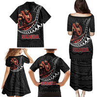 Samoan Pride Polynesian Tribal Warrior Family Matching Puletasi and Hawaiian Shirt 685 Samoa Mo Samoa