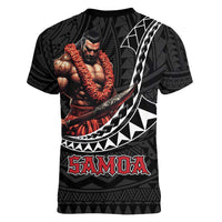 Samoan Pride Polynesian Tribal Warrior Women V-Neck T-Shirt 685 Samoa Mo Samoa