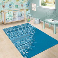 Fiji Marau na Kerisimasi Area Rug Aqua Tagimoucia Tapa Masi Tribal - Polynesian Pride