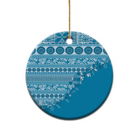 Fiji Marau na Kerisimasi Ceramic Ornament Aqua Tagimoucia Tapa Masi Tribal - Polynesian Pride