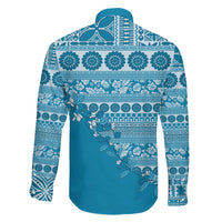 Fiji Marau na Kerisimasi Family Matching Off The Shoulder Long Sleeve Dress and Hawaiian Shirt Aqua Tagimoucia Tapa Masi Tribal - Polynesian Pride