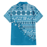 Fiji Marau na Kerisimasi Family Matching Off Shoulder Maxi Dress and Hawaiian Shirt Aqua Tagimoucia Tapa Masi Tribal - Polynesian Pride