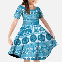 Fiji Marau na Kerisimasi Family Matching Puletasi and Hawaiian Shirt Aqua Tagimoucia Tapa Masi Tribal - Polynesian Pride