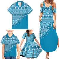 Fiji Marau na Kerisimasi Family Matching Summer Maxi Dress and Hawaiian Shirt Aqua Tagimoucia Tapa Masi Tribal - Polynesian Pride