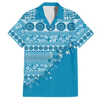Fiji Marau na Kerisimasi Family Matching Summer Maxi Dress and Hawaiian Shirt Aqua Tagimoucia Tapa Masi Tribal - Polynesian Pride
