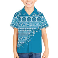 Fiji Marau na Kerisimasi Hawaiian Shirt Aqua Tagimoucia Tapa Masi Tribal LT9 - Polynesian Pride