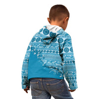 Fiji Marau na Kerisimasi Kid Hoodie Aqua Tagimoucia Tapa Masi Tribal - Polynesian Pride