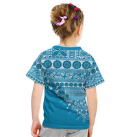Fiji Marau na Kerisimasi Kid T Shirt Aqua Tagimoucia Tapa Masi Tribal - Polynesian Pride